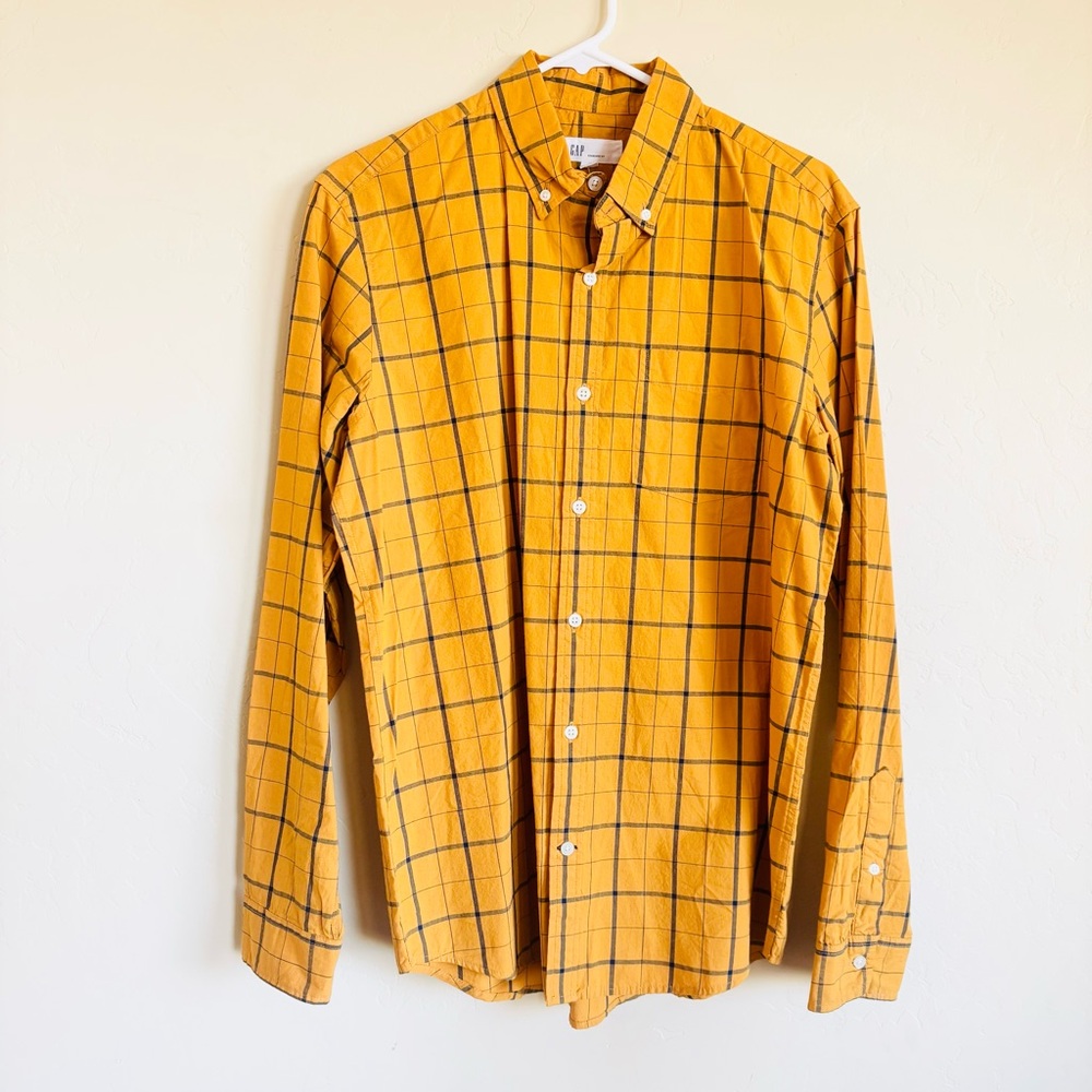 GAP Men's Mustard Plaid Button-Down Shirt NWT - Picture 12 of 12